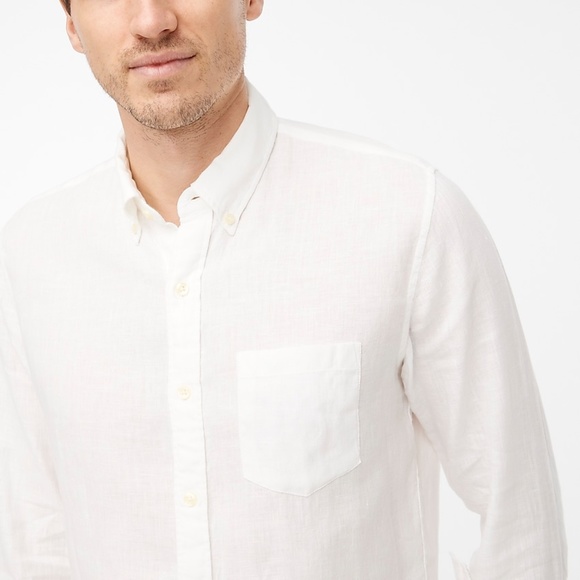 J Crew Linen/Cotton LS White Shirt - XL - Picture 3 of 5